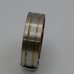 Mens Gold and Silver Stainless Steel Band Ring U.S Size 10.25